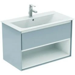 Ideal Standard CONNECT Air Möbel-Waschtischunterschrank, 800 Mm, 1 Auszug, E0827, Farbe: Weiß Glänzend / Hellgrau Matt - E0827KN