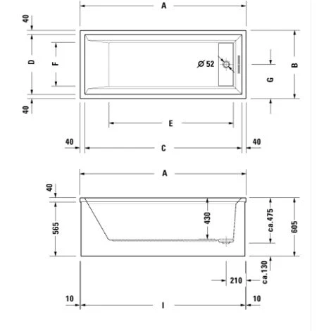 Ideal Standard Connect Air Duo-Badewanne 1800x800mm E106701 - E106701 – Bild 2