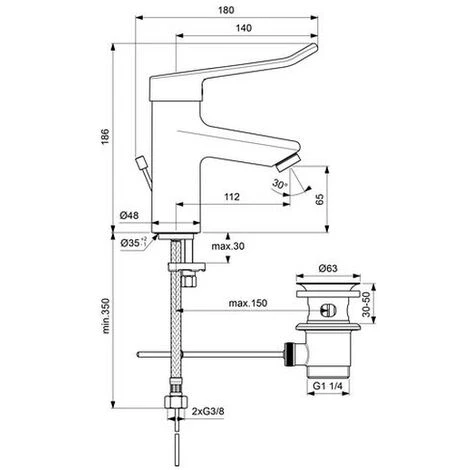Ideal Standard Waschtischarmatur Ceraplus 2,mit Bügelgriff, , Ausld. 112mm, Chrom, BC095AA – Bild 2