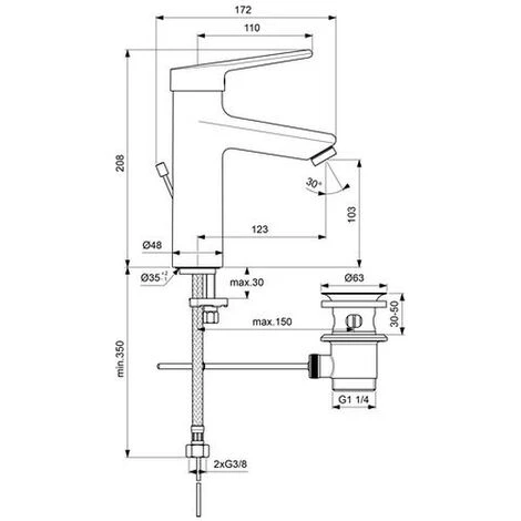 Ideal Standard Waschtischarmatur Ceraplus 2, Grande, , Ausld. 123mm, Chrom, BC099AA – Bild 2
