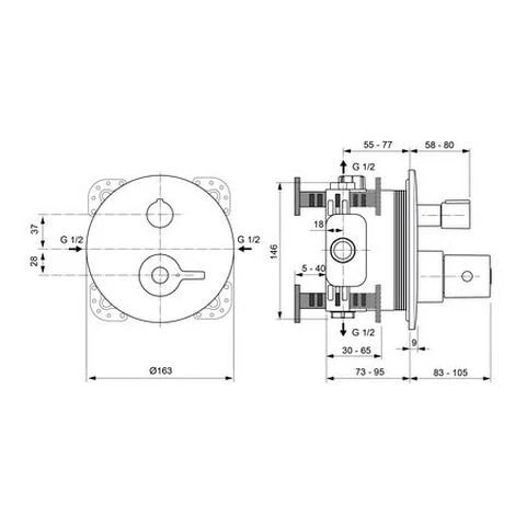 Ideal Standard Brausethermostat Unterputz Ceraplus 2, Bausatz 2, Rosette D:163mm, Chrom, A6868AA – Bild 2