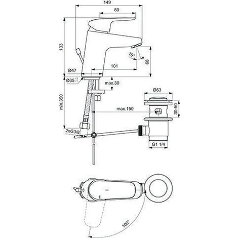 Ideal Standard Waschtischarmatur CERAFLEX BlueStart Chrom Chrom – Bild 4