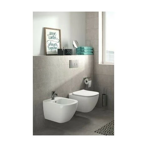 Hänge-Bidet Mit Unterputz-Armaturen Ideal Standard Tesi Aus Vitreous China Seidenweiß | Weiß â Bild 2