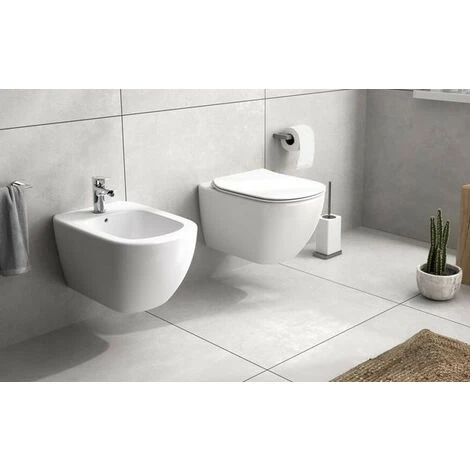 Hänge-Bidet Mit Unterputz-Armaturen Ideal Standard Tesi Aus Vitreous China Seidenweiß | Weiß â Bild 3