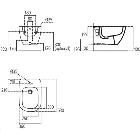 Hänge-Bidet Mit Unterputz-Armaturen Ideal Standard Tesi Aus Vitreous China Seidenweiß | Weiß â Bild 4