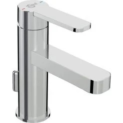 Ideal Standard Waschtischarmatur Gio | B0618AA | Einhandmischer Mit Keramikkartusche | Temperaturbegrenzung Einstellbar | Zugstangen-Ablaufgarnitur | Easy-Fix Schnellmontage | Chrom | 09784 0