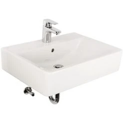 Ideal Standard Waschtisch-Set Connect | E070301 | Weiß | Waschtisch 60 X 46 Cm Zur Wandmontage | Mit Waschtischarmatur Ceraplan III | Überlauf Und Hahnloch | Eckig | Sanitärkeramik | 57034 3