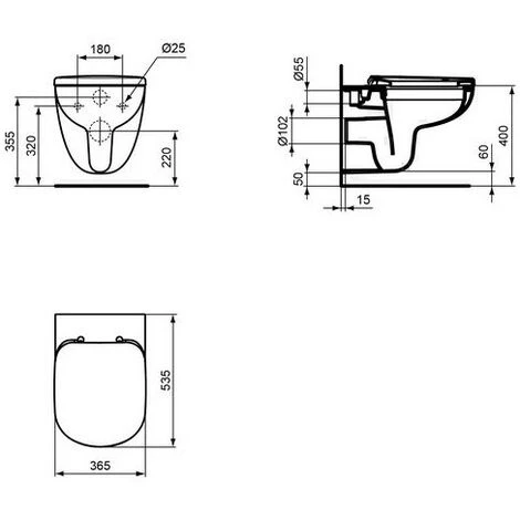 IDEAL STANDARD IS WC-Kombipaket EUROVITPLUS,o.Spülrand, Mit Softclosing, 360x530x350mm, Weiß K881401 – Bild 2