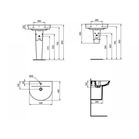 Ideal Standard Waschtisch Connect Air Arc 550x460x160 Mm Weiß Ohne – Bild 3
