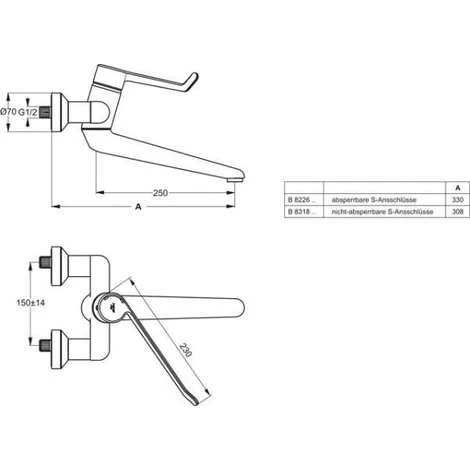 Ideal Standard CeraPlus Einhebel-Wand-Waschtischsicherheitsarmatur DN 15, Chrom, B8226AA – Bild 2