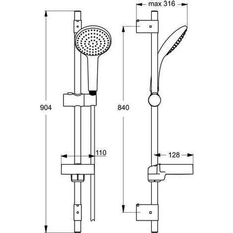 Ideal Standard Idealrain L1 Brausekombination 900 Mm, Chrom, B9424AA â Bild 2