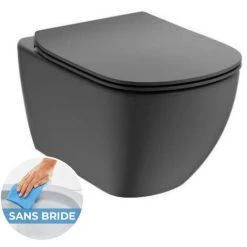 Ideal Standard Tesi Wand-WC Spülrandlos AquaBlade-Technologie + Ultradünner WC-Deckel Mit Fallbremse, Mattschwarz (T3546V3)