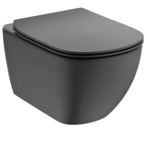 Ideal Standard Tesi Wand-WC Spülrandlos AquaBlade-Technologie + Ultradünner WC-Deckel Mit Fallbremse, Mattschwarz (T3546V3) – Bild 2