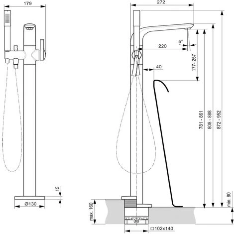 Ideal Standard Melange Freistehende Wannenarmatur Bausatz 2 â Bild 2