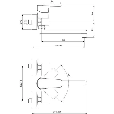 Ideal Standard Wand-Küchenarmatur Ceraplan III Chrom B0726AA – Bild 2