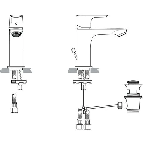 Ideal Standard Waschtischarmatur Connect Air, Slim, 5 L/min., Mit Ablaufgarnitur Ausld.107mm, Chrom – Bild 2