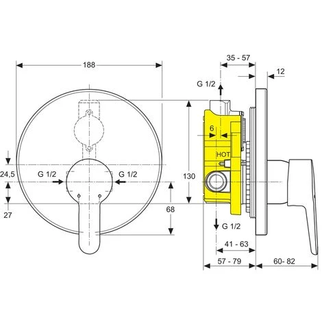 Ideal Standard Brausearmatur Unterputz Connect Blue, Bausatz 2, Chrom â Bild 3