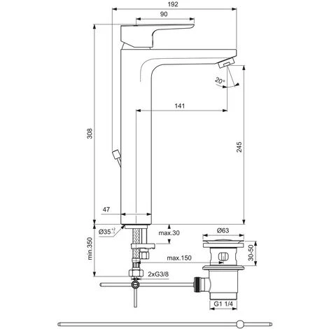 Ideal Standard CeraPlan III, Waschtischarmatur 308, M. Langem Sockel – Bild 2