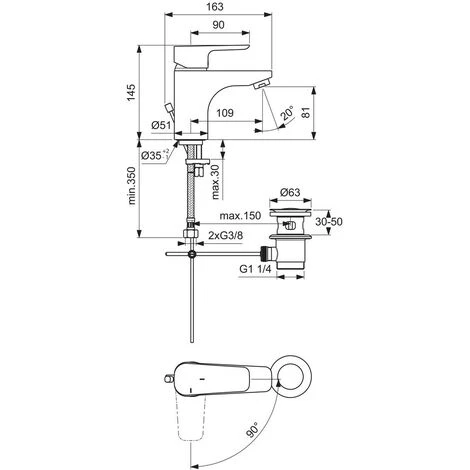 Ideal Standard CeraPlan III, Waschtischarmatur, BlueStart, M. Ablaufgarnitur – Bild 2