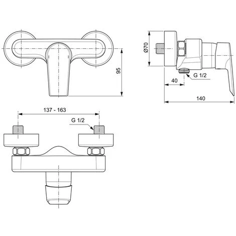 Ideal Standard Tesi, Aufputz-Brausearmatur, Chrom – Bild 3