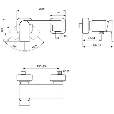 Ideal Standard Edge, Aufputz-Brausearmatur, Chrom – Bild 2