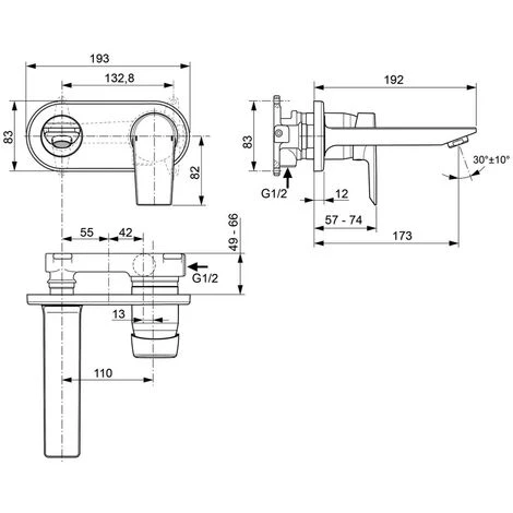 Ideal Standard Tesi, Wand-Waschtischarmatur, Bausatz 2 â Bild 3