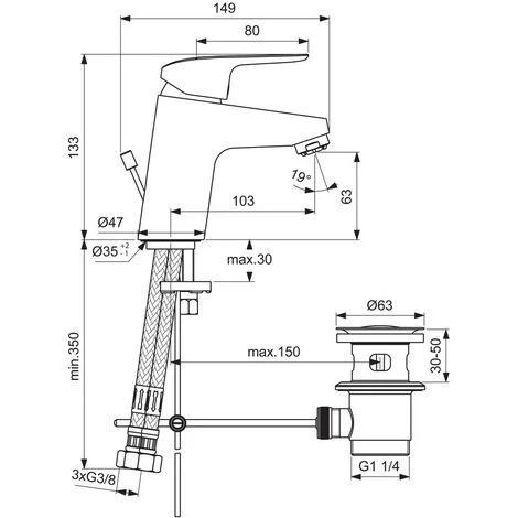Ideal Standard CeraFlex, Waschtischarmatur, Niederdruck – Bild 2