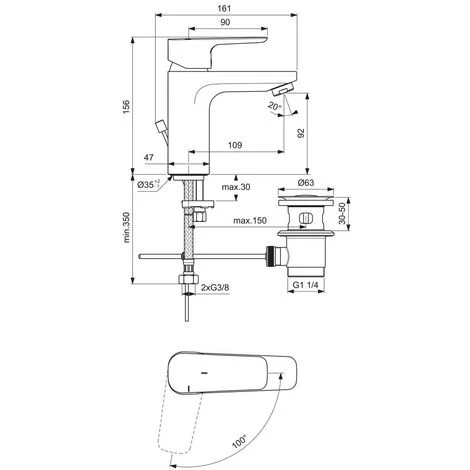 Ideal Standard CeraPlan III, Waschtischarmatur 156, BlueStart – Bild 2
