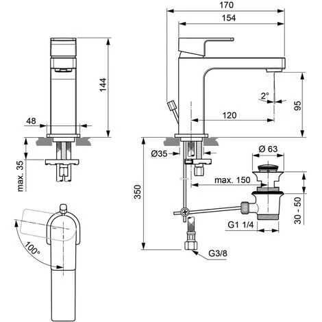 Ideal Standard Edge, Waschtischarmatur, Slim M. Ablgarn. – Bild 2