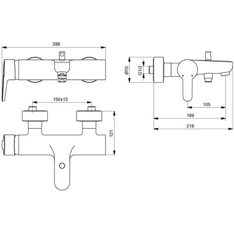 Ideal Standard Badewannenarmatur Connect Blue Aufputz Chrom B9921AA – Bild 2