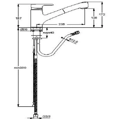 Ideal Standard Küchenarmatur Active Ausladung 235mm Mit Herausziehbarer Handbrause Chrom – Bild 2