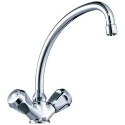 Ideal Standard Zweigriff-Temper.Küchenarm.,o.Ablgarn ,ND, Flex.Schläuche, Ausld.200mm, Chrom