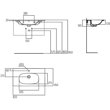 Ideal Standard Tesi Modernes Wandhängendes Keramik-Waschbecken 80X45 Mit Arbeitsplatte â Bild 2
