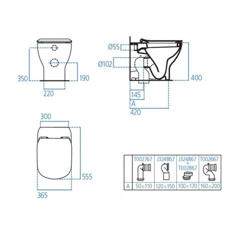 Ideal Standard Tesi AquaBlade Wandhängende Sanitärkeramik Mit übersetztem Ablauf Mit Duroplastischem Sitz â Bild 2