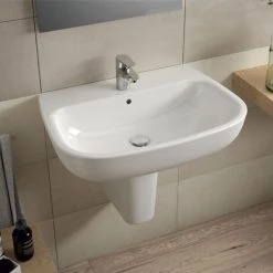 Ideal Standard Esedra 60 Cm Wandhängendes Badezimmerwaschbecken Mit Geräumiger Badewanne Mit Halbsäule