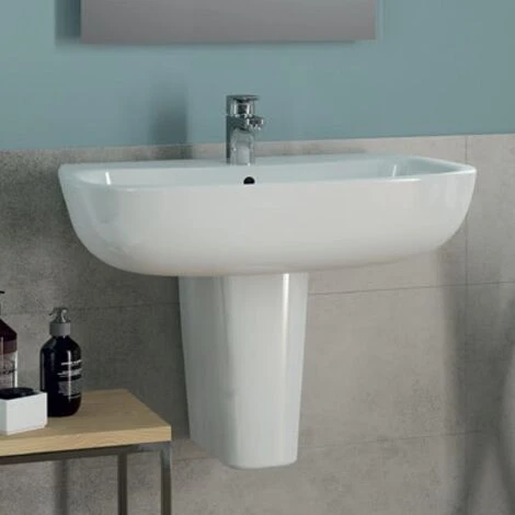 Ideal Standard Esedra 50 Cm Wandhängendes Badezimmerwaschbecken Mit Geräumiger Badewanne Mit Halbsäule – Bild 2