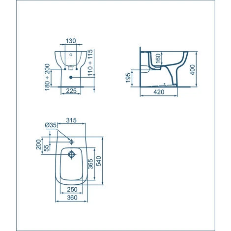 Ideal Standard Wandhängende Sanitärkeramik Mit Versetztem Ablauf Esedra Wc + Bidet + Schmaler Sitz â Bild 3