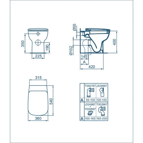 Ideal Standard Wandhängende Sanitärkeramik Mit Versetztem Ablauf Esedra Wc + Bidet + Schmaler Sitz â Bild 4