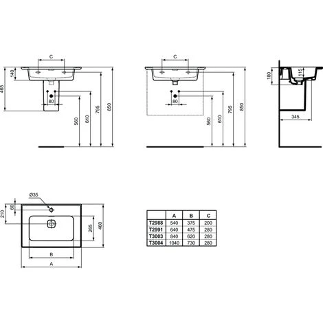 Ideal Standard 60 Cm Wandhängendes Waschbecken Strada II Ablaufabdeckung Aus Keramik Inklusive – Bild 2
