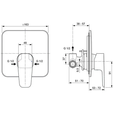 Ideal Standard Unterputz-Einhand-Brausemischer Cerafine D – Bild 2